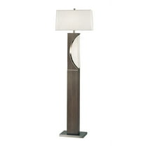 NOVA OF CALIFORNIA Half Moon Floor Lamp with Nightlight - Charcoal Gray, Etruscan Gold Linen Shade