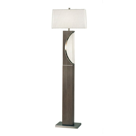 NOVA OF CALIFORNIA Half Moon Floor Lamp with Nightlight - Charcoal Gray, Etruscan Gold Linen Shade