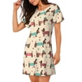 thumbnail image 2 of KLL Chemise de Nuit à Manches Courtes pour Femmes avec Imprimé Teckel et Chiot, Confortable, Col Rond, Mignonne, avec Volants, 2 of 6
