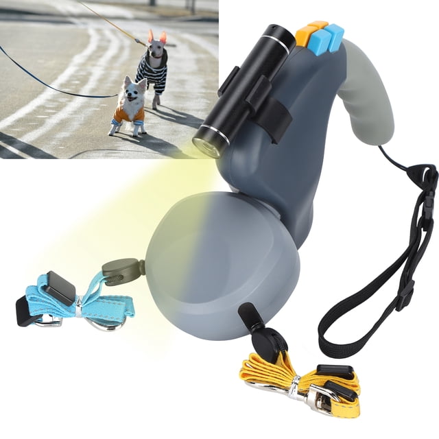 Pet Leash, Durable Dual Headed Pet Leash With Spotlight Extendable Dog Leash For Go For Walk Gray,Black