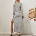 thumbnail image 5 of LYXSSBYX Fall Dresses for Women Long Sleeve Hot Sale Clearance Women Fashion Solid Color Long Sleeve Split Buttons Casual Long Dress, 5 of 9