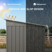 6x4 ft Outdoor Storage Shed with Double Lockable Doors - Weather-Resistant Garden Shed in Gray