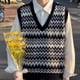 thumbnail image 4 of Suéter vintage de otoño e invierno para hombre, estilo Harajuku, abierto, nuevo, chalecos de punto para hombre, ropa popular coreana, chaleco estético informal, 4 of 5