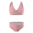 thumbnail image 4 of BOBOGOJP Girl's V Neck Ring Linked Bikini Sets Bathing Suits Two Piece Swimsuit (Pink, 8-9 Years), 4 of 6