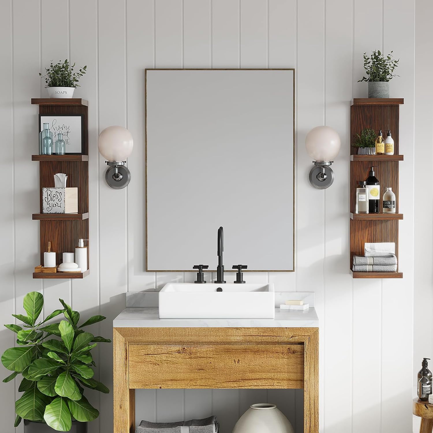 Lack Wall Shelf,Display Floating Shelf (Solid Wood, 4 Tier)