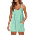 thumbnail image 3 of Women's Soft Fabric Suspender Jumpsuit Shorts, Mid Rise Tummy Smoothing with Adjustable Straps, Lightweight Relaxed Fit for Casual Outings, Weekend Errands, or Summer | CSEONE,Sky Blue L, 3 of 8