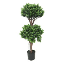 Artificial Potted Boxwood Double Ball Topiary 35in