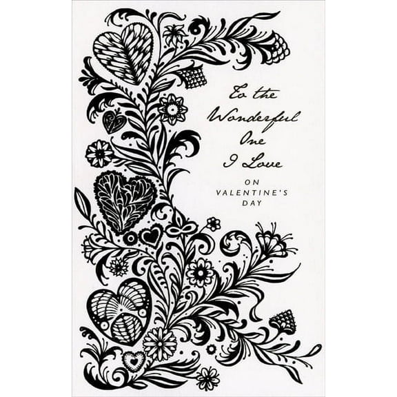 Freedom Greetings Black Vines, Hearts and Flowers: One I Love Valentine's Day Card