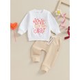 thumbnail image 2 of Suealasg Kids Girls Boys 2PCS Valentine's Day Outfits Clothes 6M 1T 2T 3T Toddler Long Sleeve Letters Heart Print Sweatshirt+Sweatpants Baby Boys Girls Spring Clothing, 2 of 9