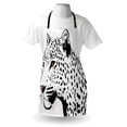 thumbnail image 3 of Tattoo Apron Astonishing Big Cat Famous Symbol of the Courage Leopard Head with Spots Print, Unisex Kitchen Bib Apron with Adjustable Neck for Cooking Baking Gardening, White and Black, by Ambesonne, 3 of 3