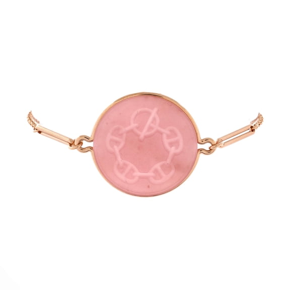 Pre-Owned Ex-Libris Bracelet 18K Rose Gold with Pink Chalcedony Large By Rebag