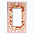 thumbnail image 5 of Metal Light Switch Plate Cover Elegant Strawberry Cake Striped Wallpaper Pink CAK053, 5 of 13