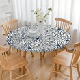 thumbnail image 3 of Floral Print Round Tablecloth with Elastic Edge, Great for Kitchen, Dining, or Picnic Table, Reusable Polyester Cover Fits 44-52 Inch Tabletop, 3 of 6
