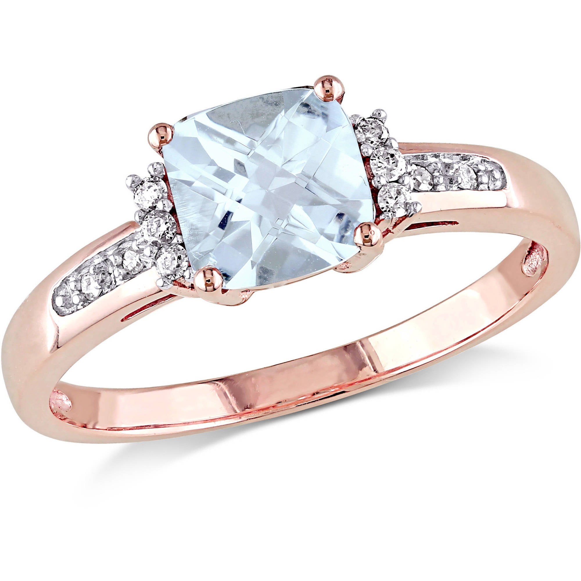 4 5 Carat T.G.W. Aquamarine and Diamond Accent 10kt Rose Gold Cocktail Ring by Generic