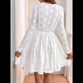 thumbnail image 4 of Robe Mini à Manches Longues 2025 pour Femme en Dentelle à Col en V, Ligne A, Décontractée, de Soirée, Blanche, TG, 4 of 7