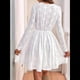 thumbnail image 4 of Vestido Mini de Larga para Mujer (2025), con Encaje, Escote en V, Corte A, Informal, para Fiesta L, 4 of 7