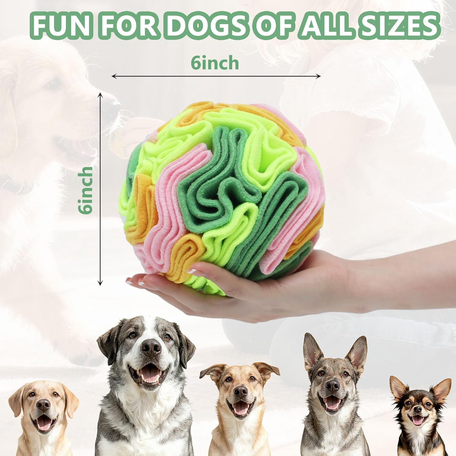 Vibrant Snuffle Ball for Dogs, Playful Color-Mix Slow Feeder Toy, Eye-Catching Interactive Puzzle for Mental Enrichment, Indoor Fun for Small Medium Large Dogs Multi-colored,Medium