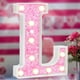 thumbnail image 1 of Lámpara Elnsivo LED rosa con letras marquesinas, batería de 23 x 20 x 4 cm, 1 of 6
