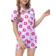 thumbnail image 1 of Pyjamas en Satin pour Garçons Imprimé Manches Courtes Boutonné Ensemble T-Shirt Classique Pyjamas en Soie Garçons Filles Mode, 1 of 5