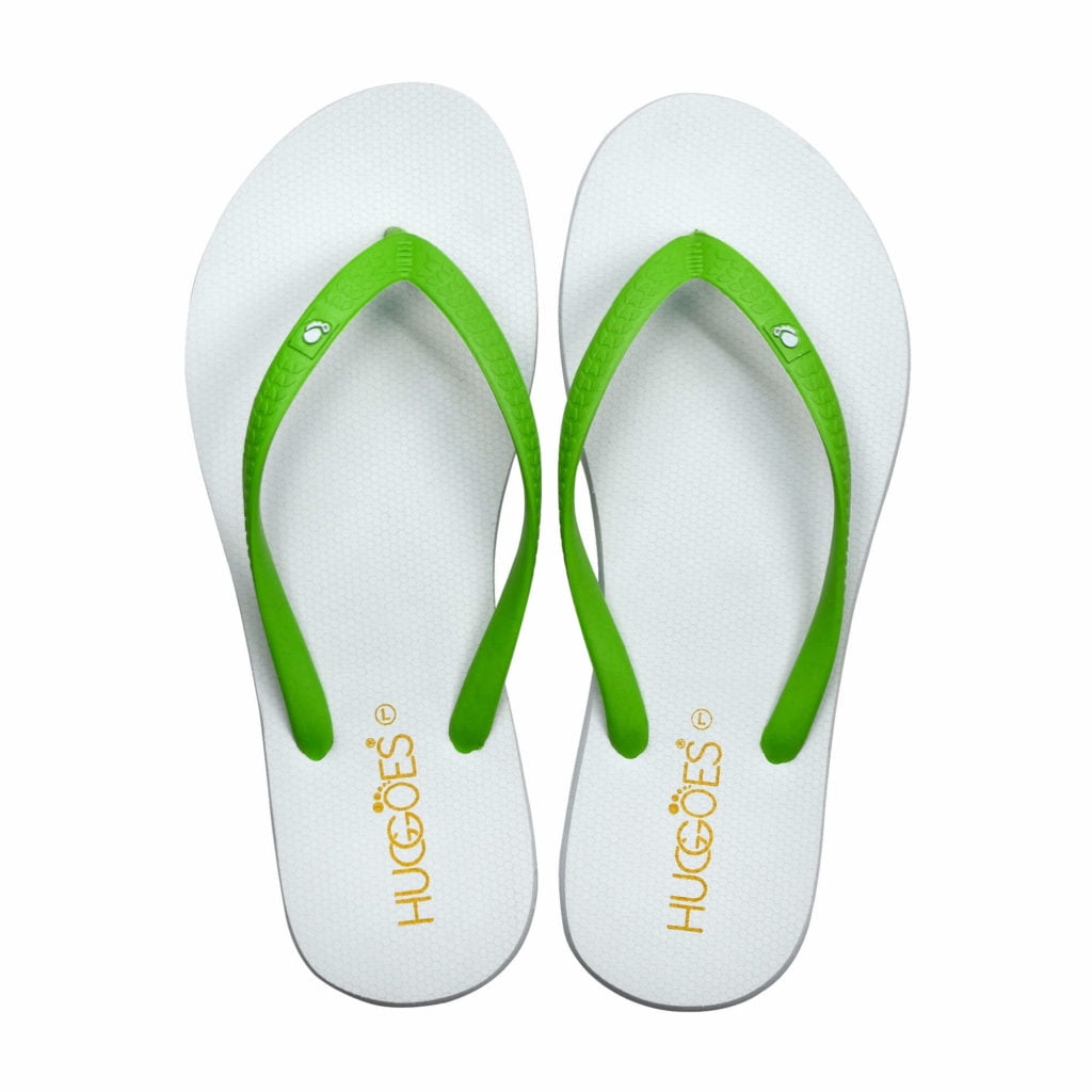 Huggoes - Huggoes - Smoky Natural Rubber Comfort flip flops for Women - White/Lime - Walmart.com 