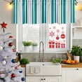 thumbnail image 5 of Teal Grey Stripe Curtain Valances for Windows, Kitchen Valance Window Treatments Panel 2 Pack, Farmhouse Minimalist Striped Rod Pocket Short Curtains for Bathroom Bedroom 42 x 12 Inch, 5 of 8