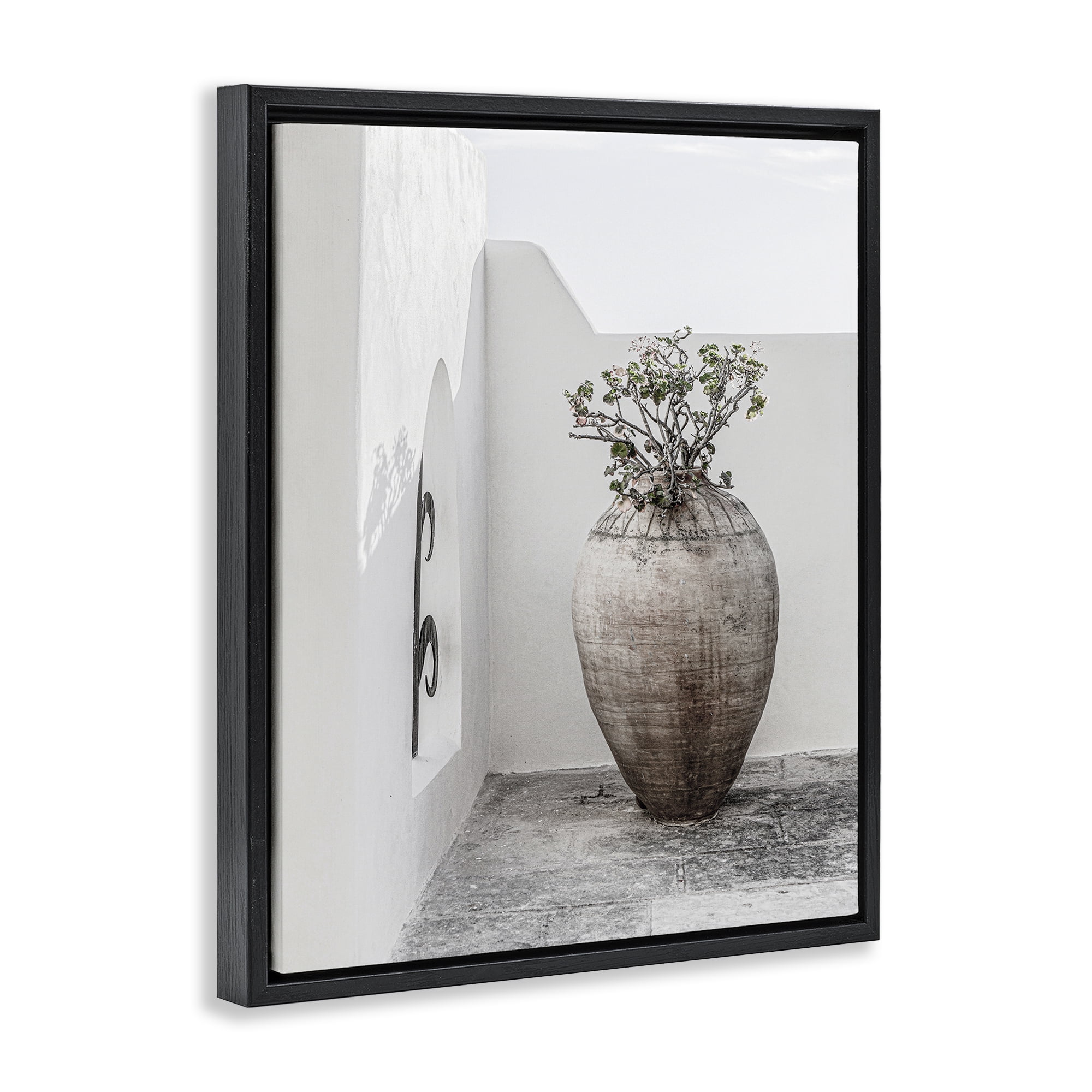Stupell Industries Flower Vase with Architecture Buildings & Architecture Photography Black Floater Framed Canvas Art Print Wall Art, 25 x 31