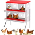 thumbnail image 1 of Chicken Nesting Box, 6 Compartment Metal Chicken Nesting Boxes for Chicken Coop, Easy Egg Collection, Easy Cleaning, Chicken Laying Boxes with Bracket Legs for Hens, Red, 1 of 7