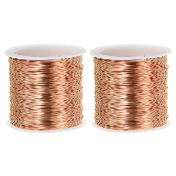 Uxcell Alambre de Cobre Sólido de 328 pies 0.3mm 28 Calibre, Alambre de Cobre Puro, Tono de Cobre 2 Rollos