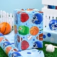 thumbnail image 5 of HOMERAL Blue Wrapping Paper Roll Sports Themed - Mini Roll - Ball Game Design Gift Wrap Paper for Birthday, Baby Shower, Gender Reveal Party, League Winning Celebration - 17In X 32.8Ft, 5 of 7