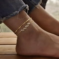 thumbnail image 2 of Gold/Sliver Ankle Bracelets for Women,14K Gold Anklets for Women Waterproof Cuban Link Heart Beads Herringbone Rhinestone Anklets Set Layered Anklet Bracelets for Women Gold Jewelry Gift, 2 of 6