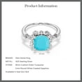 thumbnail image 6 of Gem Stone King 925 Sterling Silver Green Turquoise and White Created Sapphire Engagement Ring for Women | 2.10 Cttw | Cushion 8MM | Gemstone Birthstone | Size 5, 6 of 6