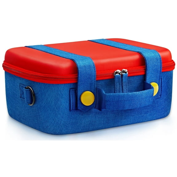 Funlab Nintendo Switch Carrying Case, Compatible with Switch/OLED and Controller Accessories, with 14 Game Holders - Red and Blue