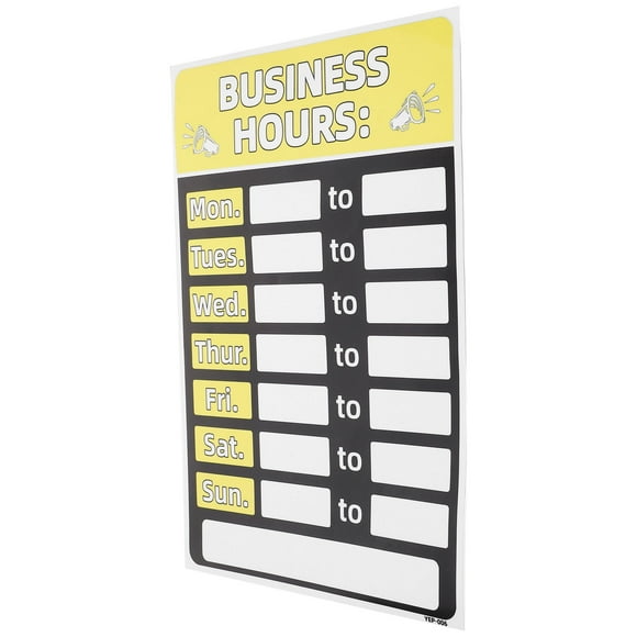 SKISUNO Double Sided Open Closed Sign Business Hours Sign Yellow PVC Dirt Proof for Shops and Stores 1 Set