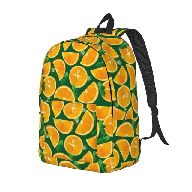 Easygdp Orange Lemon for Durable Canvas Laptop Backpack - Adjustable Shoulder Strap, Large Capacity, Fits 15-17in Laptops, for School, Work, Travel-Small