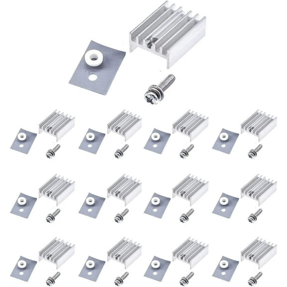 Easycargo 12 Packs TO-220 Heatsink Insulator/Mounting Kits for LM317 LM317t L7805 L7812 L78XX Voltage Regulator, IRF Z44N 3205 520N 630 1404 MOSFET Transistor (20mm x 15mm x 10mm) (Silver 12 Pack)