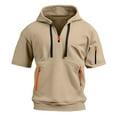thumbnail image 5 of Fashion YLSDY Mens Shirts Hoodies for Men Short Sleeve Quarter Zip Hoodie Lightweight Oversized Hooded Tshirts with Pocket Khaki XL, 5 of 5