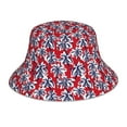 thumbnail image 3 of Daiia Palm Tree Pattern on Red Pattern Bucket Hat - Trendy Cotton Sun Hat for Beach, Golf, Fishing - Fun Outdoor Vacation Boonie for Men and Women, 3 of 9