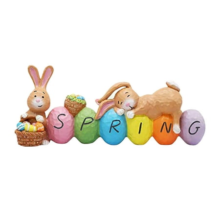 

SunHLX Easter Pendant Festive Delightful Home Decoration Acrylic Happy Easter Cute Bunny Eggs Desk Ornament for Party