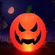 Halloween Inflatables, 24 Inch Halloween Decorations Blow-Up Pumpkin with Built-in Battery Powered Color Changing LED Light, Suitable for Indoor Outdoor Yard Party Decor
