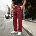 thumbnail image 2 of Men's Heavyweight Fleece Sweatpants Solid Color Thick Straight Leg Pants Loose Casual Breathable Sweatpants with Pockets, 2 of 7