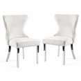thumbnail image 2 of Furniture of America Vera Glam Nailhead Trim Dining Chairs, White and Chrome (Set of 2), 2 of 15