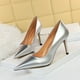 thumbnail image 2 of Zapatos de tacón alto profesionales, delgados y sexys, con punta puntiaguda y boca baja de cuero lacado brillante estilo mujer, 2 of 5