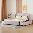 thumbnail image 2 of Queen Size Platform Bed With Wing Headboard 4 Storage Drawers Sturdy Support Slats Upholstered Queen Bed Frame For Bedroom Living Room Guest Room, 2 of 9