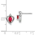 thumbnail image 3 of Real 14kt White Gold Ruby and Diamond Heart Post Earrings; for Adults and Teens; for Women and Men, 3 of 3