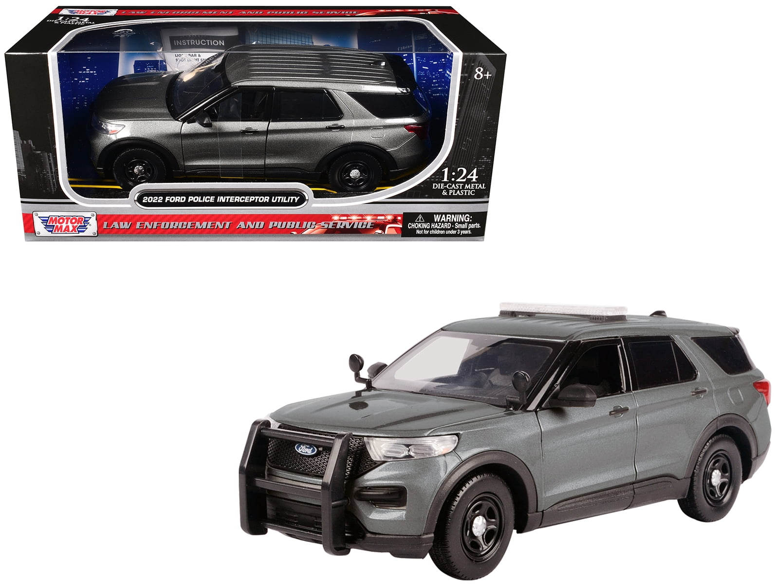 2022 Ford Police Interceptor Utility Unmarked Gray Metallic "Builder's Kit" 1/24 Diecast Model Car by Motormax