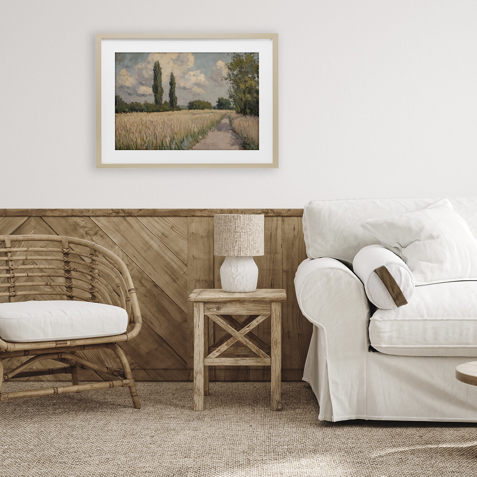 Stupell Industries Summer Path Between Poplars Birch Framed Print Under Glass, design by Petal Prints Design