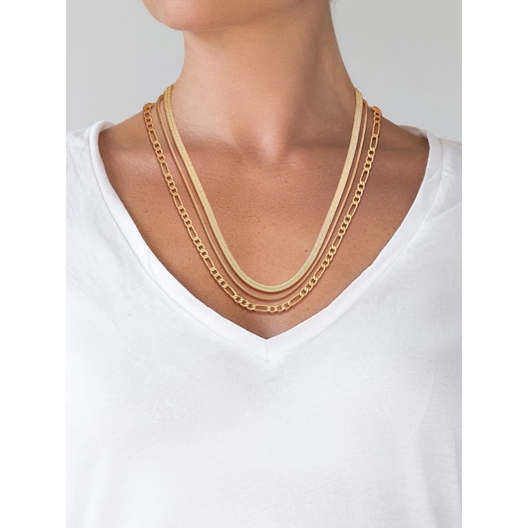Believe by Brilliance Triple Layer Necklace Set, Gold photo 2