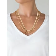 Believe by Brilliance - Womens 14kt Gold Flash Plated Triple Layer Necklace Set