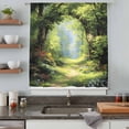 thumbnail image 5 of Forest Sheer Curtains 54 Inches Long, Nature Woodland Spring Scenic Green Trees Flower Light Filering Curtains, Breathable Simi Curtain Privacy Drapes for Kitchen Bathroom Small Window Treatment, 5 of 9