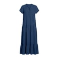 thumbnail image 4 of ClodeEU Women's V Neck Short Sleeve Tiered Midi Dress,Casual A Line Flowy Dress Navy,Women's Plus XXL, 4 of 6